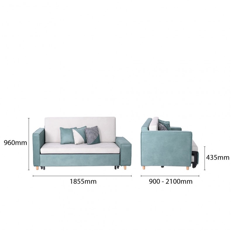 ROSEANNE SOFA BED WITH 3 THROW CUSHIONS