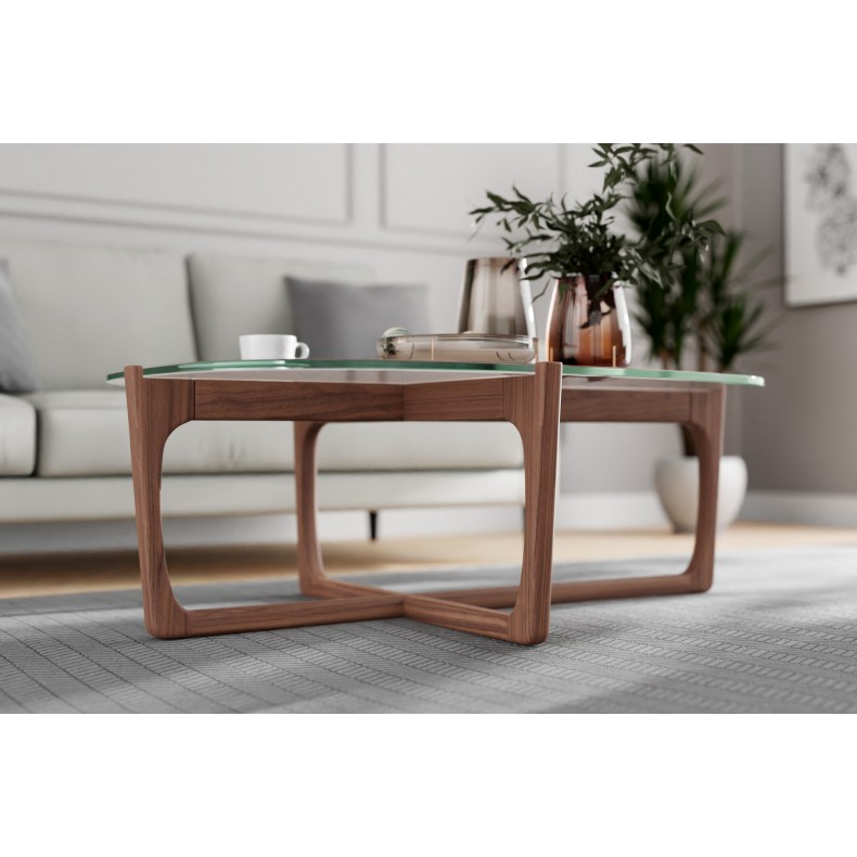 LN HOME: MID-CENTURY TEMPERED GLASS COFFEE TABLE