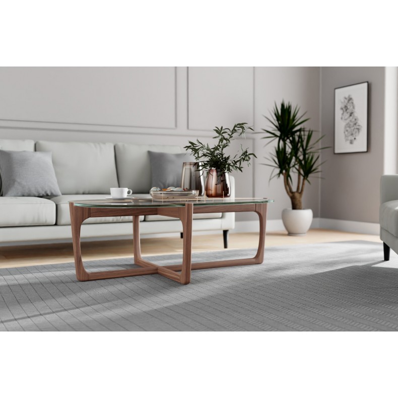 LN HOME: MID-CENTURY TEMPERED GLASS COFFEE TABLE
