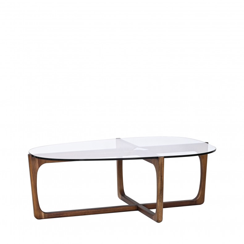 LN HOME: MID-CENTURY TEMPERED GLASS COFFEE TABLE