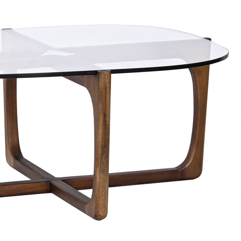 LN HOME: MID-CENTURY TEMPERED GLASS COFFEE TABLE