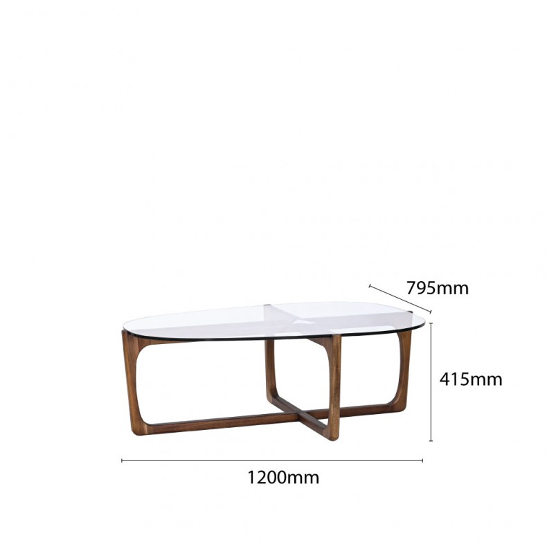 LN HOME: MID-CENTURY TEMPERED GLASS COFFEE TABLE