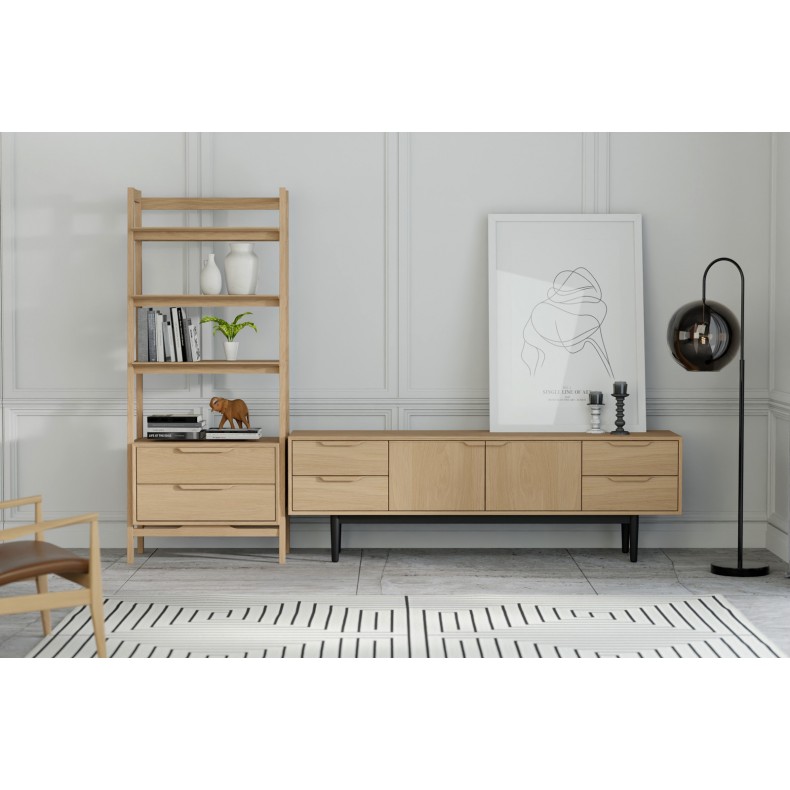 LN HOME: MID-CENTURY BOOKSHELF WITH DRAWERS