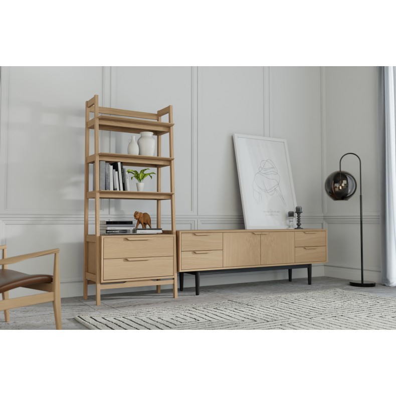 LN HOME: MID-CENTURY BOOKSHELF WITH DRAWERS