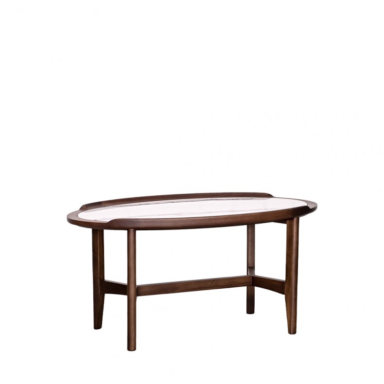 LN HOME: CINDI OVAL MARBLE TOP COFFEE TABLE