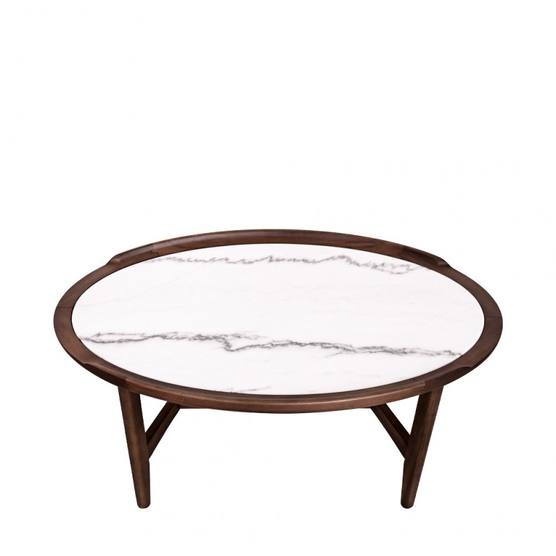 LN HOME: CINDI OVAL MARBLE TOP COFFEE TABLE