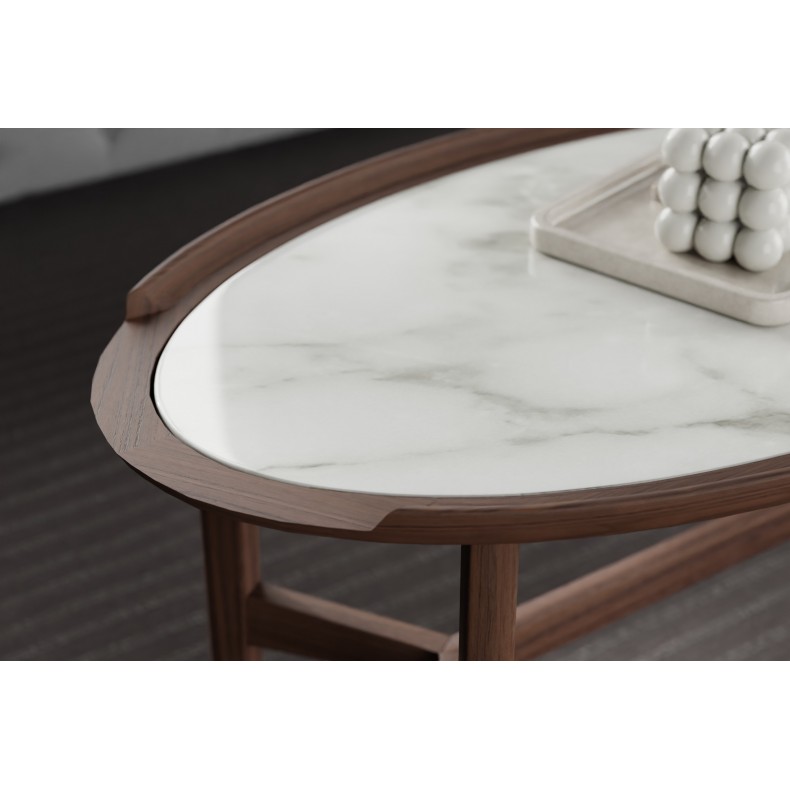 LN HOME: CINDI OVAL MARBLE TOP COFFEE TABLE
