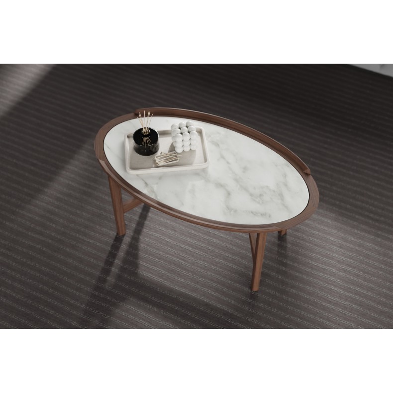 LN HOME: CINDI OVAL MARBLE TOP COFFEE TABLE