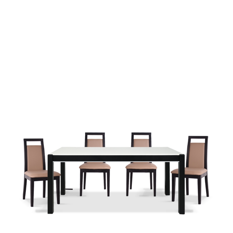 GEMINI-L-LX DINING TABLE + ROLINO DINING CHAIRS