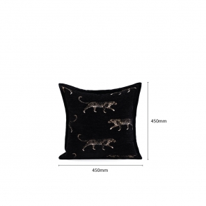 THROW CUSHION -  LEOPARD / BLACK