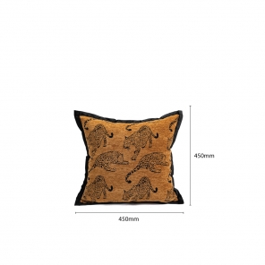 THROW CUSHION -  LEOPARD / AMBER