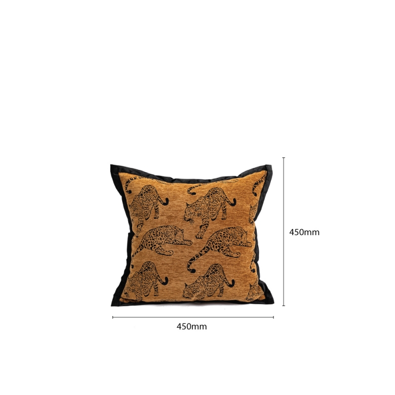 THROW CUSHION -  LEOPARD / AMBER