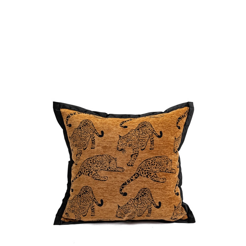 THROW CUSHION -  LEOPARD / AMBER