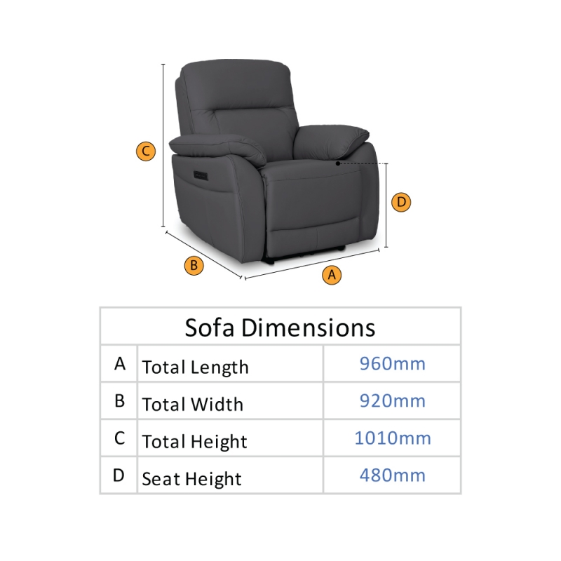 VALE 1 SEATER POWERED RECLINER SOFA