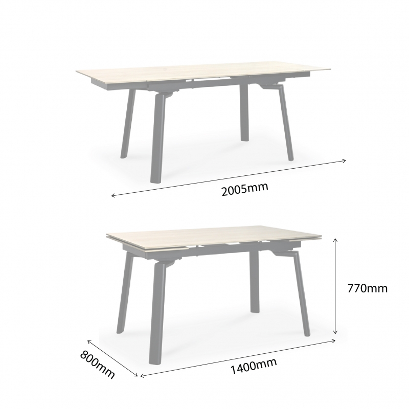 CINDI EXTENDABLE SINTERED STONE TOP DINING TABLE