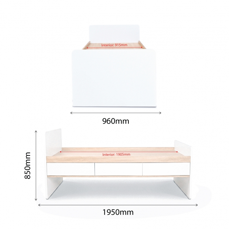 BARLEY-CZ 3' SINGLE BED WITH DRAWERS