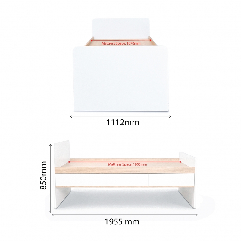 BARLEY-CZ 3.5' SUPER SINGLE BED WITH DRAWERS