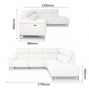 LORITA L-SHAPED SOFA WITH 1 POWERED RECLINER