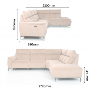 LORITA L-SHAPED SOFA WITH 1 POWERED RECLINER