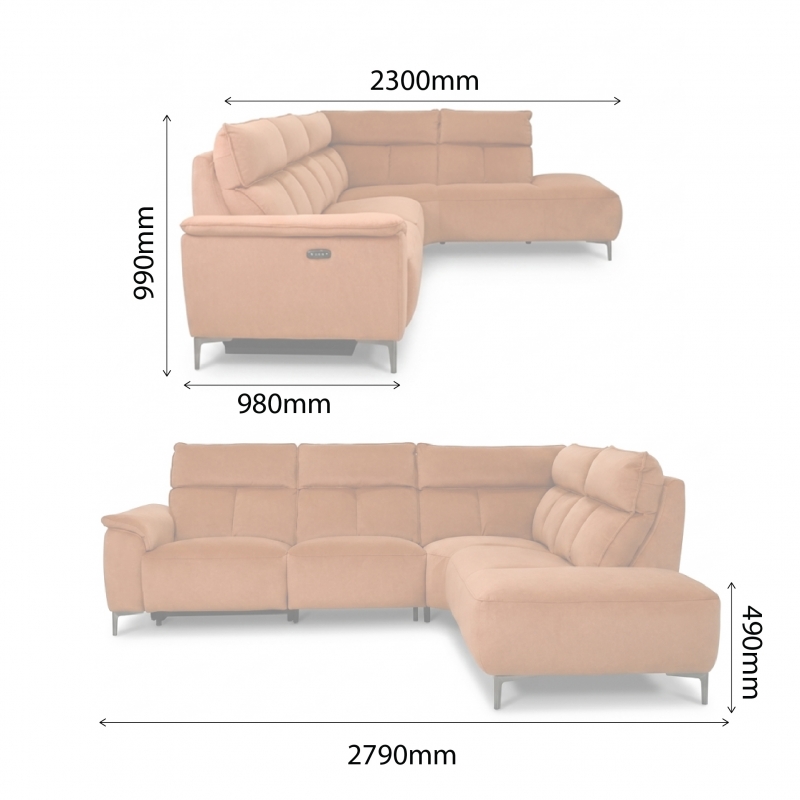 LORITA L-SHAPED SOFA WITH 1 POWERED RECLINER