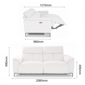 LORITA PET FRIENDLY FABRIC 2.5 SEATER WITH 2 POWERED RECLINER