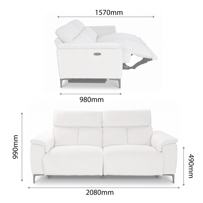 LORITA PET FRIENDLY FABRIC 2.5 SEATER WITH 2 POWERED RECLINER