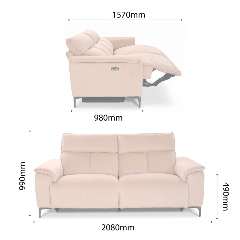 LORITA PET FRIENDLY FABRIC 2.5 SEATER WITH 2 POWERED RECLINER