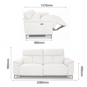 LORITA HALF LEATHER 2.5 SEATER WITH 2 POWERED RECLINER