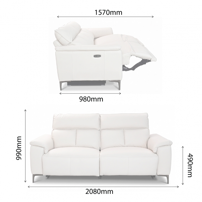 LORITA HALF LEATHER 2.5 SEATER WITH 2 POWERED RECLINER