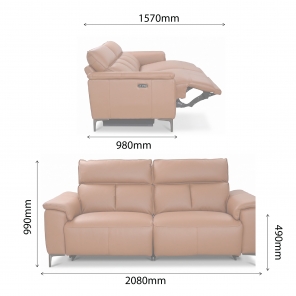 LORITA HALF LEATHER 2.5 SEATER WITH 2 POWERED RECLINER