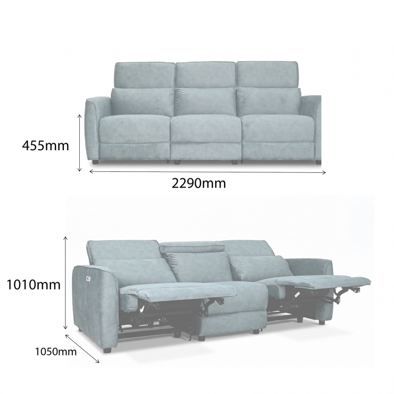 CHARTREUX 3 SEATER POWER RECLINERS SOFA