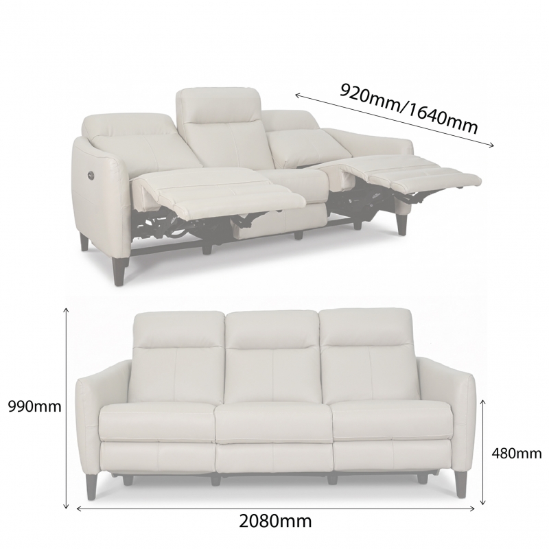 SERENE 3 SEATER WITH 2 POWERED RECLINERS