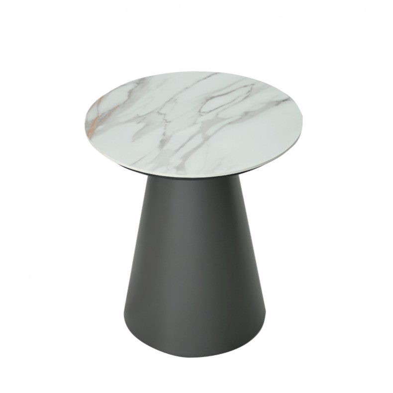 VINCENZO ROUND END TABLE W/ POLISHED SINTERED STONE TOP