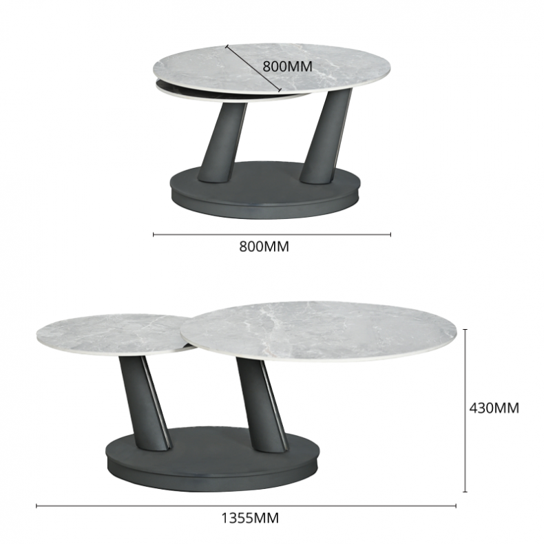 ODIN SWIVEL COFFEE TABLE W/ STONE TOP