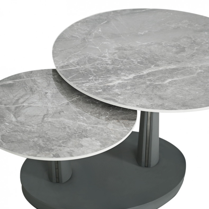 ODIN SWIVEL COFFEE TABLE W/ STONE TOP