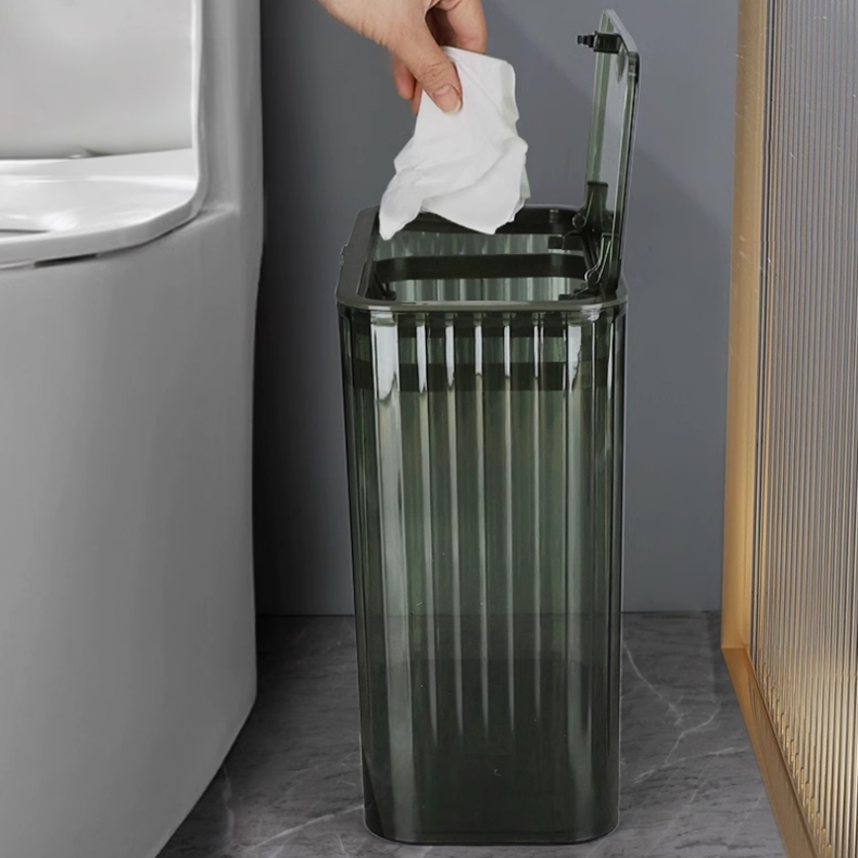 TRANSPARENT COVERED BIN 10L
