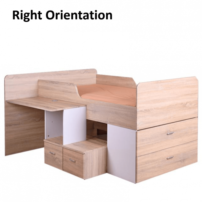 RAIL-N3 3' SINGLE BED w/ TABLE