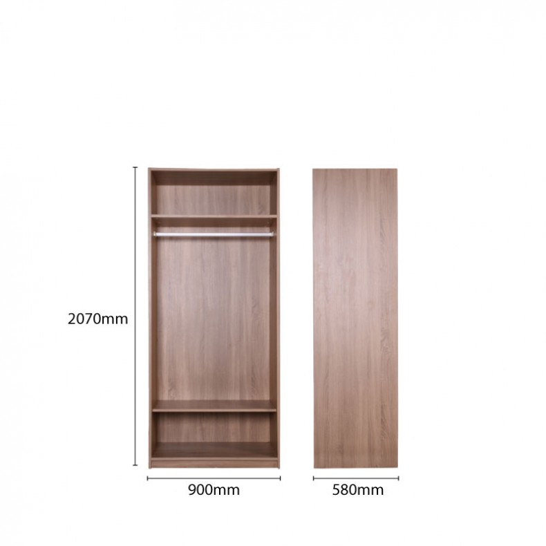 RENEE 2 DOORS WARDROBE CARCASS WITH SHELVES (2C)