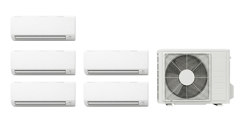 System 5 aircon — 1 outdoor unit with 5 indoor units