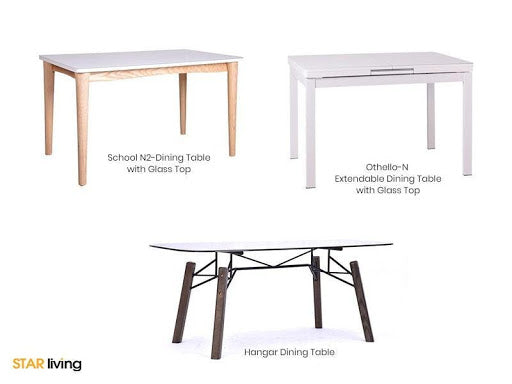 School N2, Othello-N Dining Tables With Glass Top & Hangar Dining Table